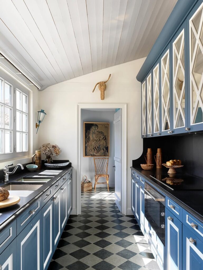 Checkered Floors and Blue Accents