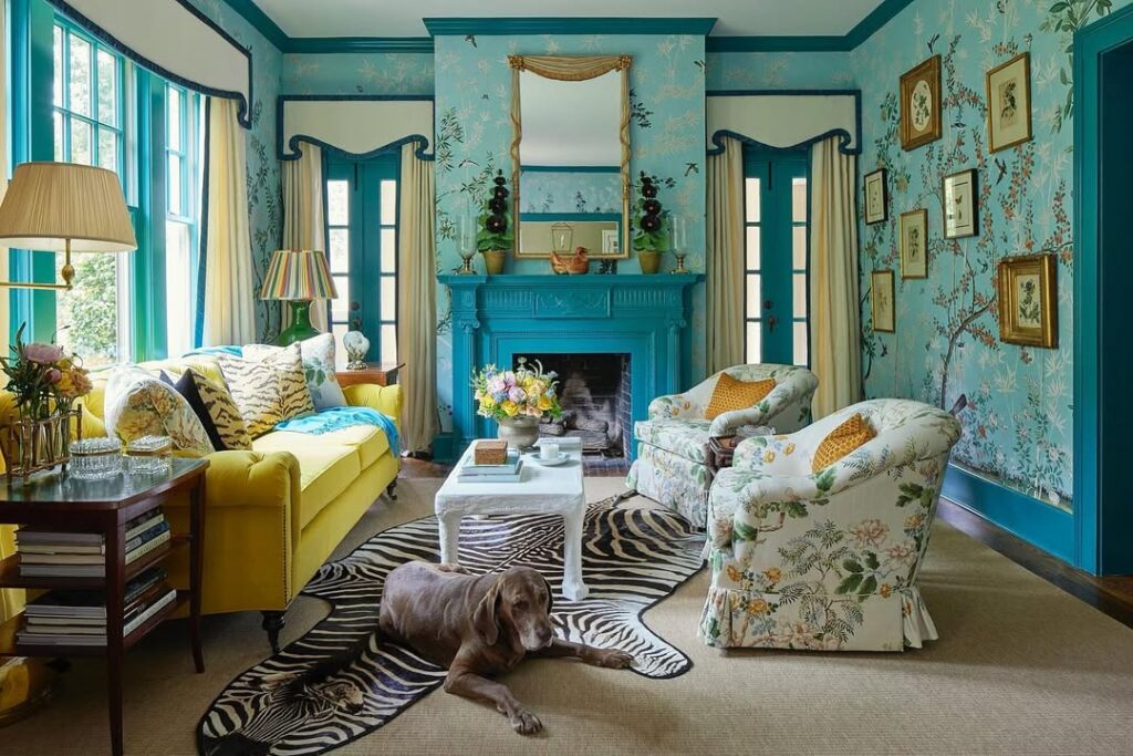 Chinoiserie Blue Spring Garden Salon