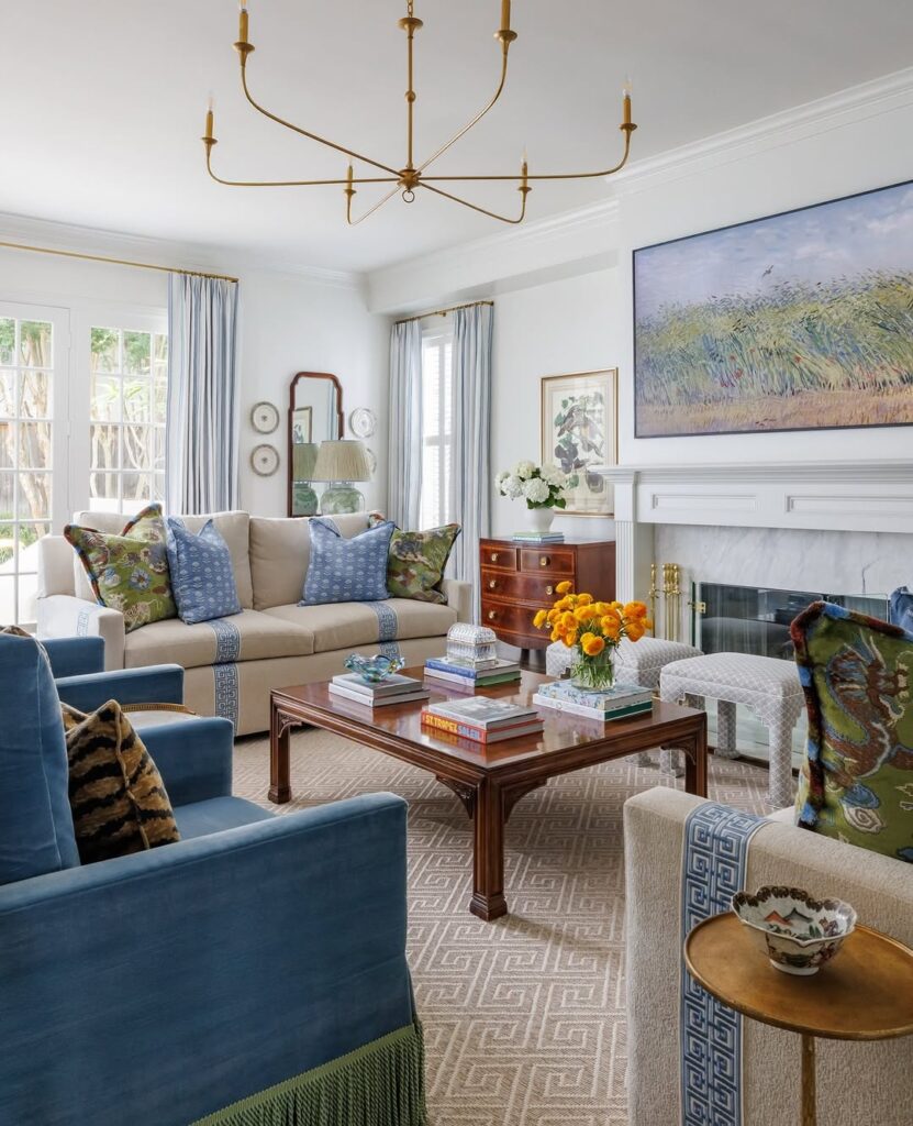 Classic Blue Room with Layered Patterns