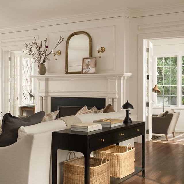 Classic Contrast Console Behind the Sofa