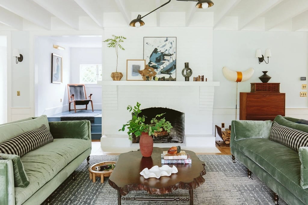 Classic Green Two Sofa Layout