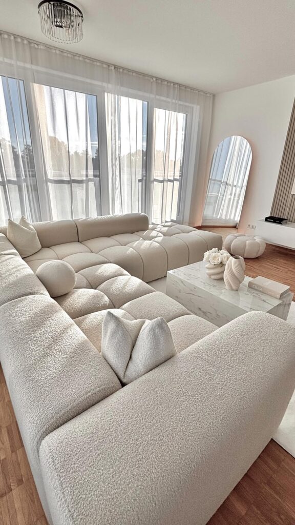 Cloud White Sculptural Modular Sofa for the Living Room