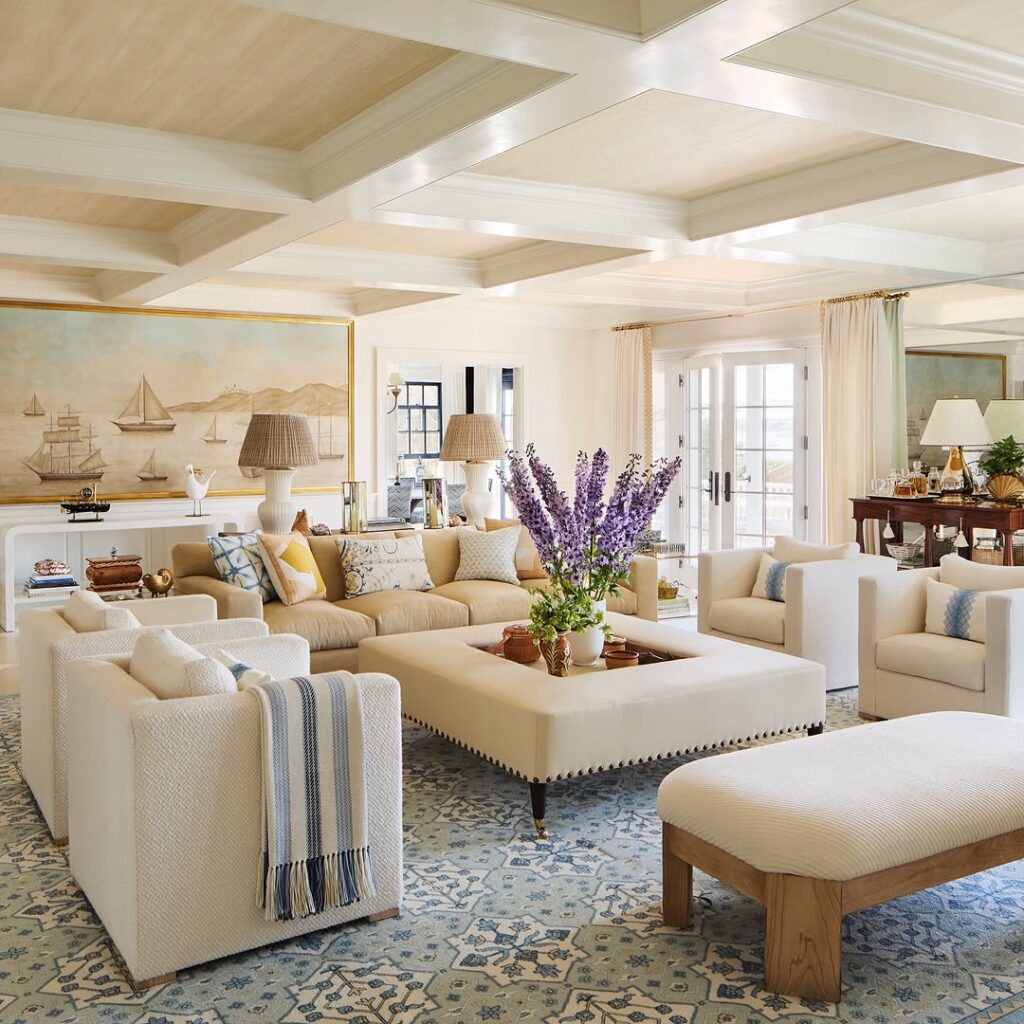 Coastal Grand Salon Living Room for Hosting
