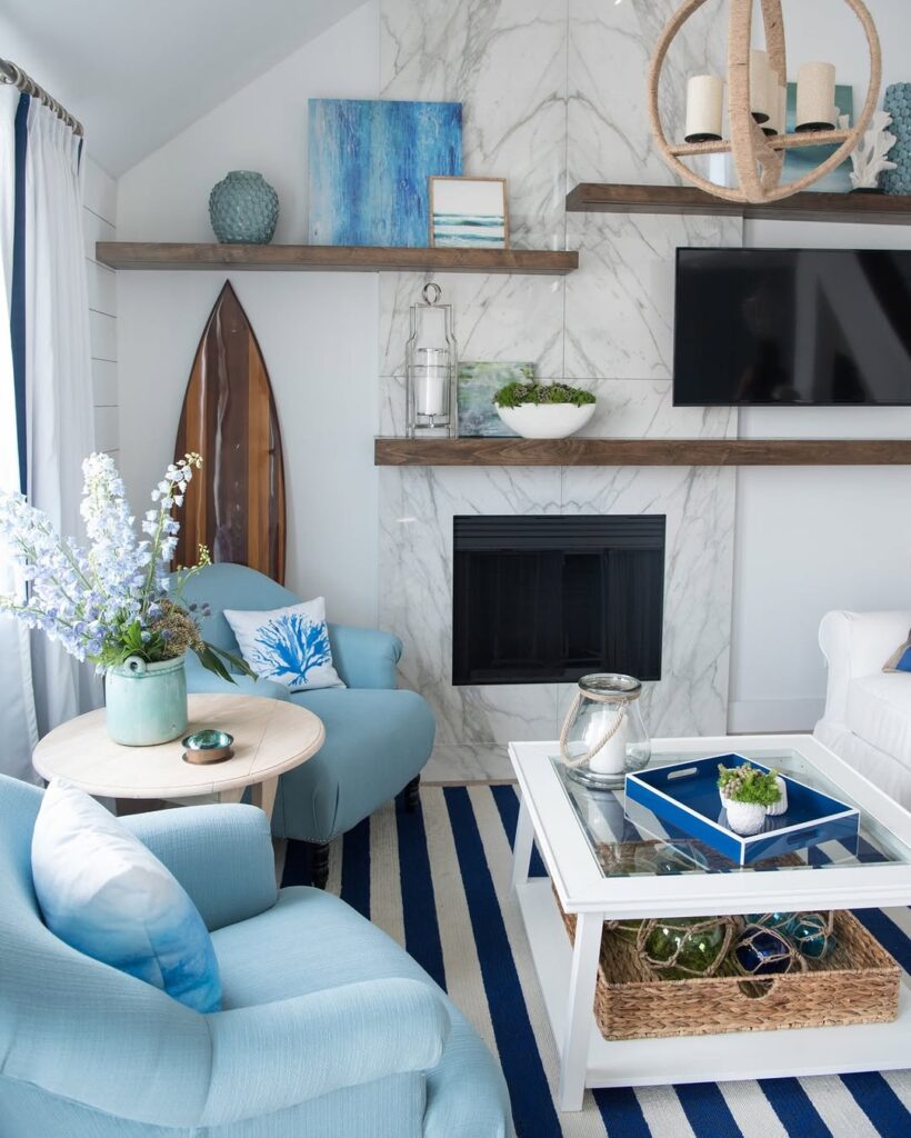 Coastal Marble Fireplace