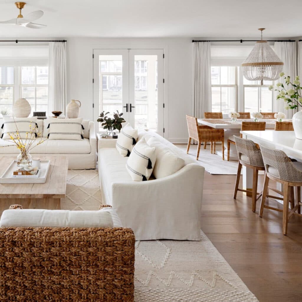 Coastal White Linen Sofa