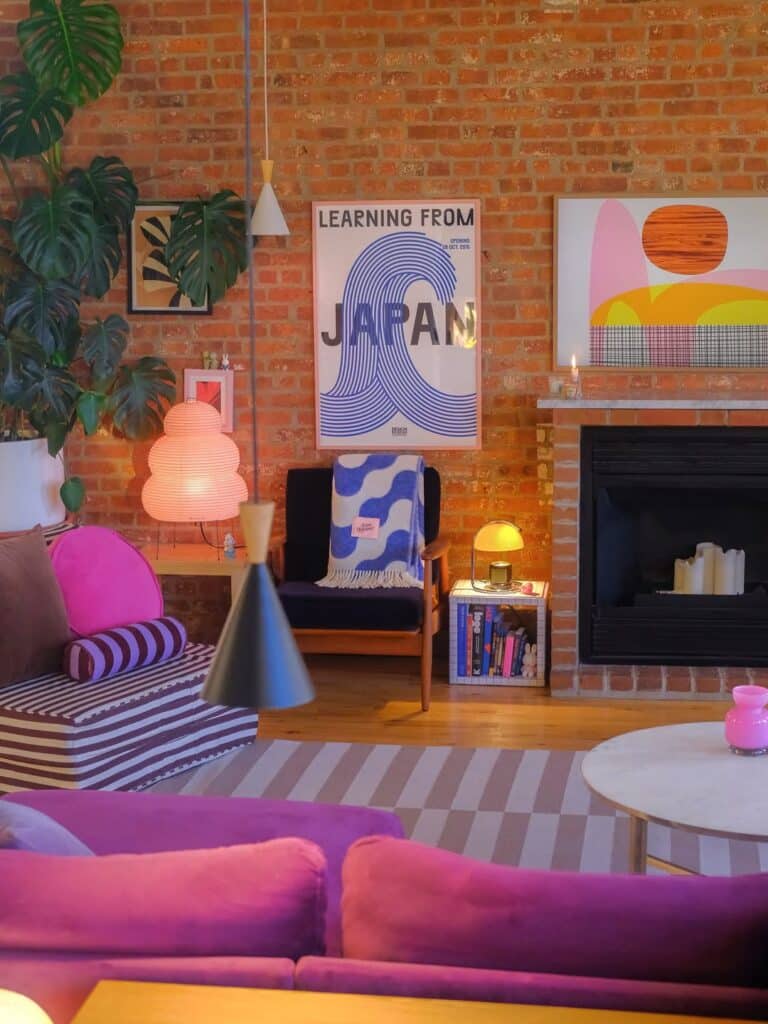 Color Pop in an Eclectic Brick Loft