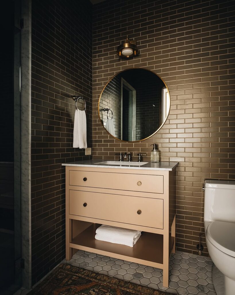 Compact Bronze Powder Room Vanity