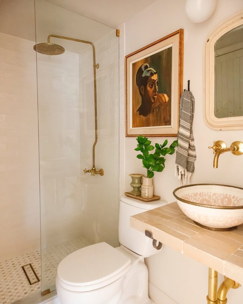 Compact European Cottage Bathroom