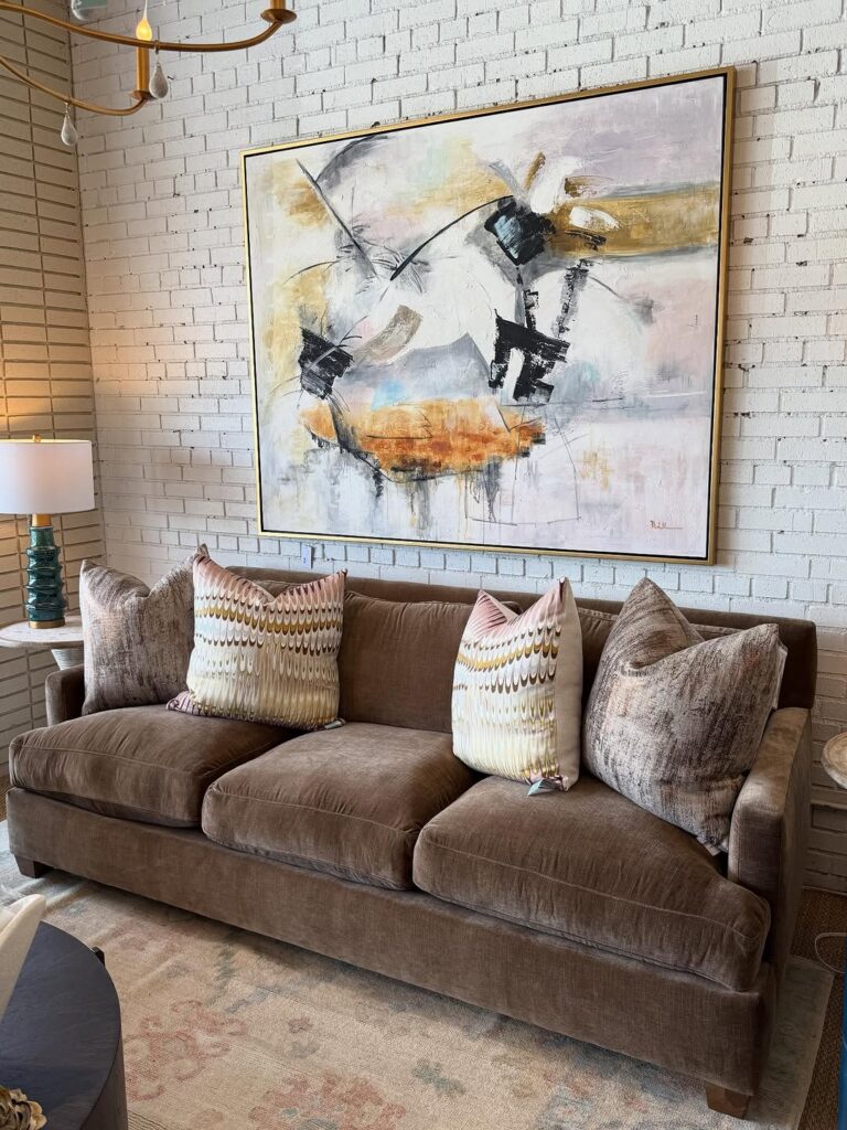 Contemporary Interior with Mocha Sofa Art