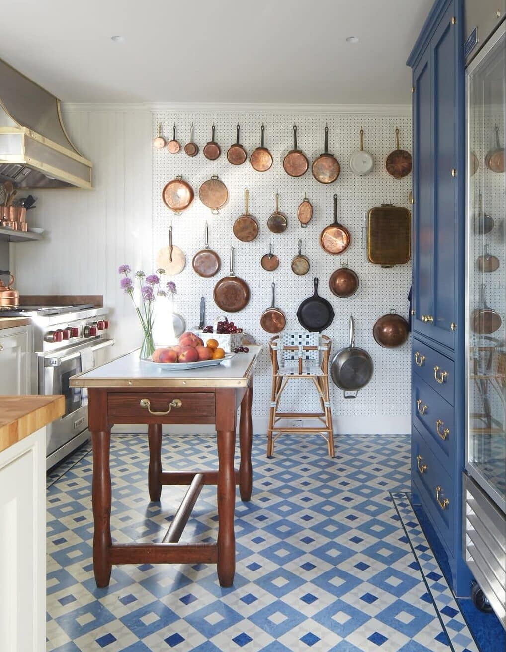 Copper Accents and Blue Tile Surfaces
