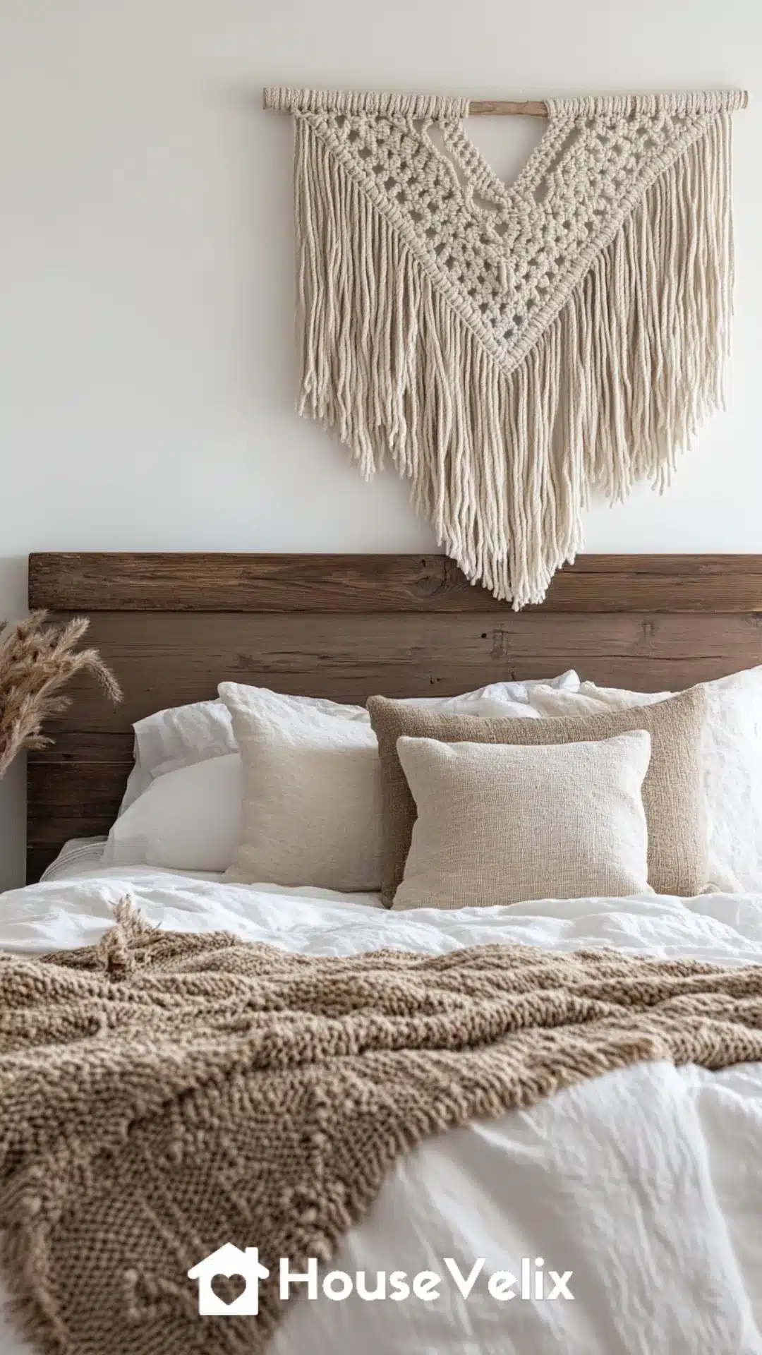 Handwoven Macrame Wall Art Above the Headboard