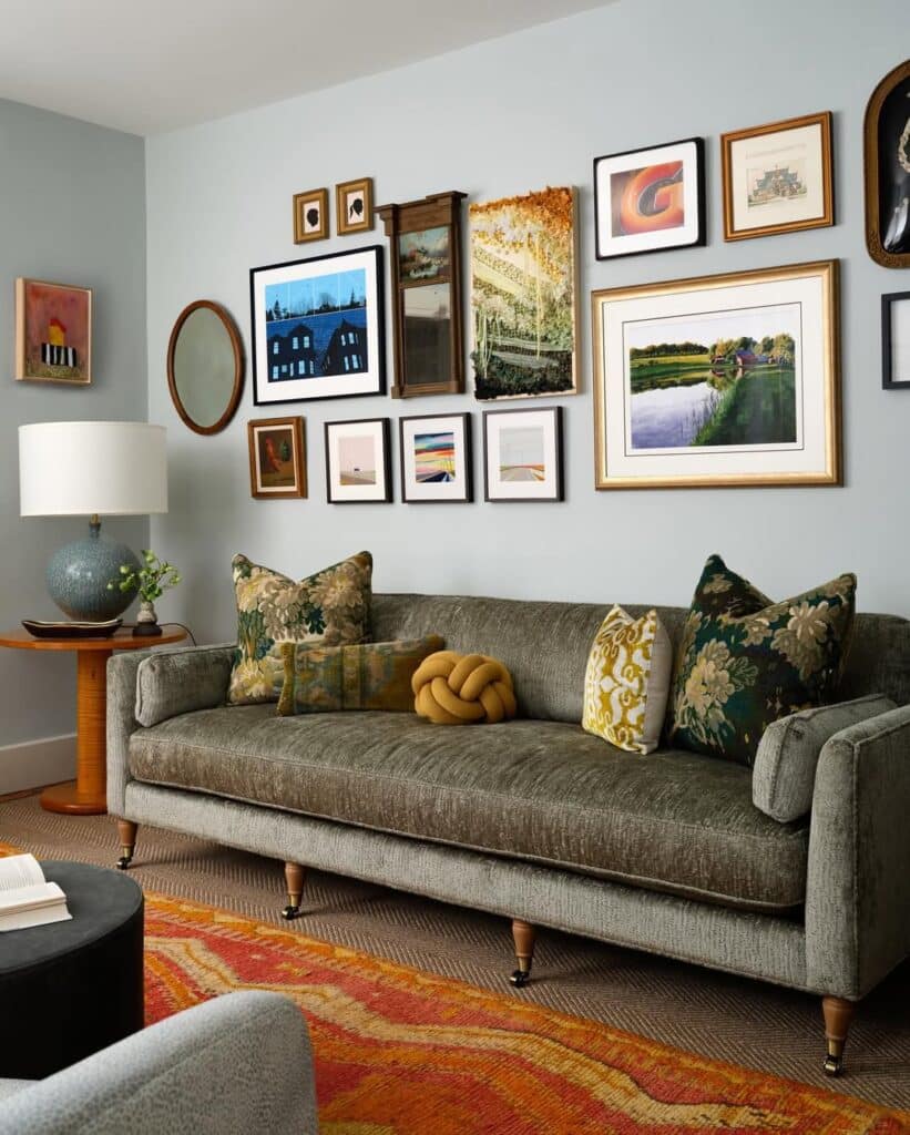 Cozy Eclectic Parlor Gallery Wall