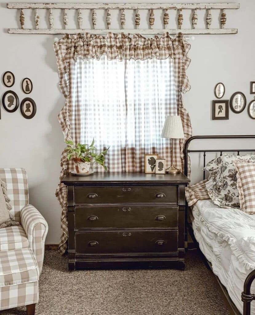 Cozy Vintage Gingham Farmhouse Bedroom