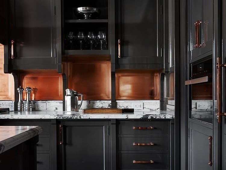 Dark Gothic Kitchen with Copper and Marble