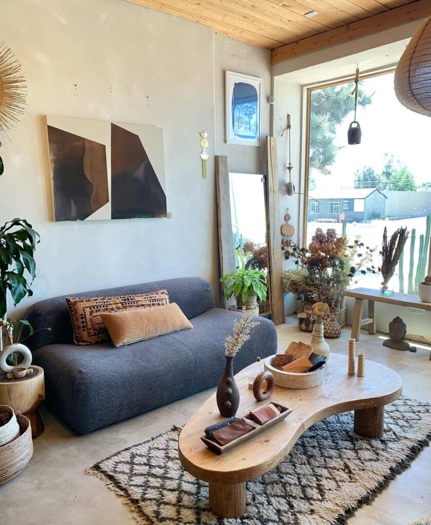 Earthy Boho Charcoal Sofa