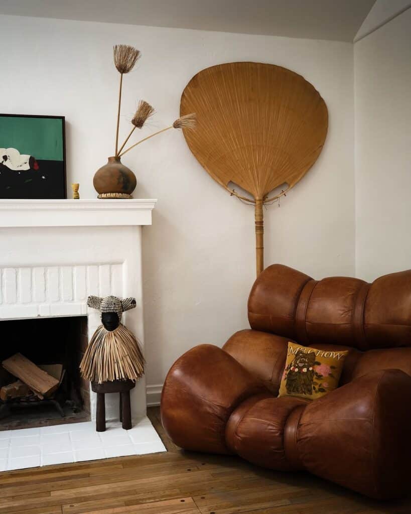 Earthy Fireside Leather Corner