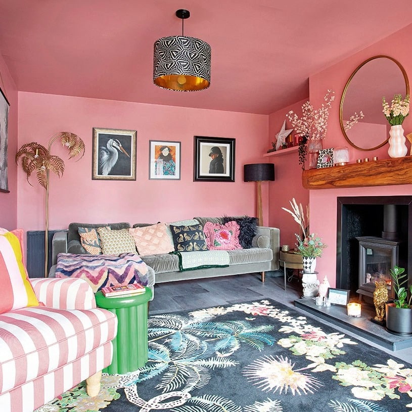 Eclectic Blush Velvet Living Room