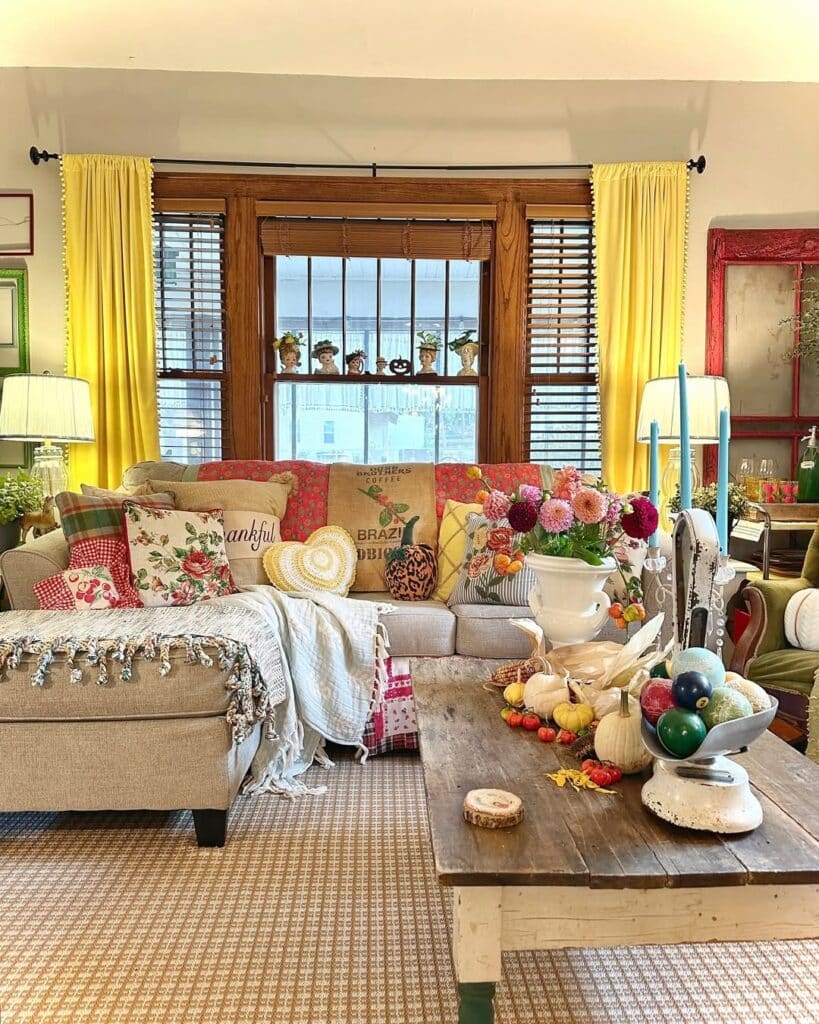 Eclectic Harvest Cottage Living Room