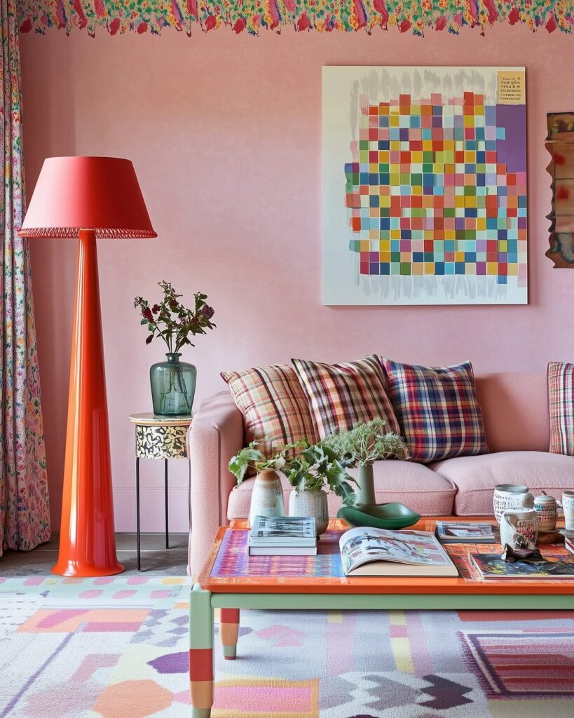 Eclectic Living Room with Pastel Pop and One Focus