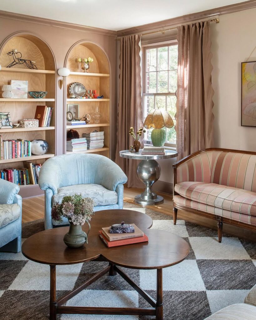 Eclectic Parlor with Blush Trim