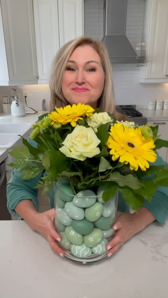 Egg-Shaped Mint Vase for Yellow Blooms