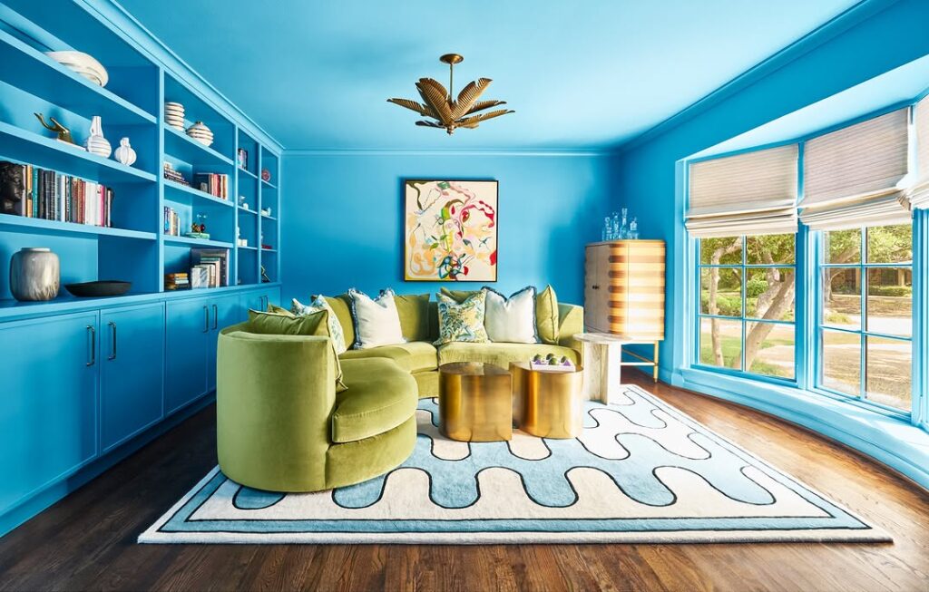 Electric Blue and Chartreuse Living Room