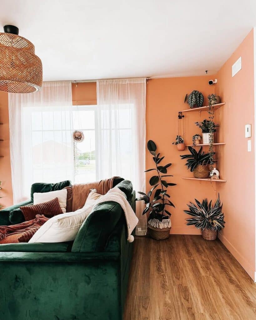 Emerald Contrast for Peach Terracotta Walls
