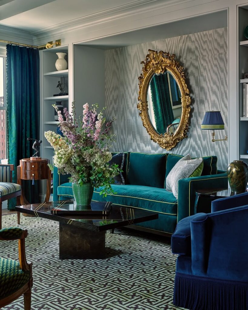 Emerald Velvet and Gilded Accents