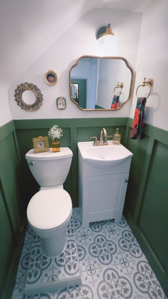 Emerald Wainscoting Powder Room