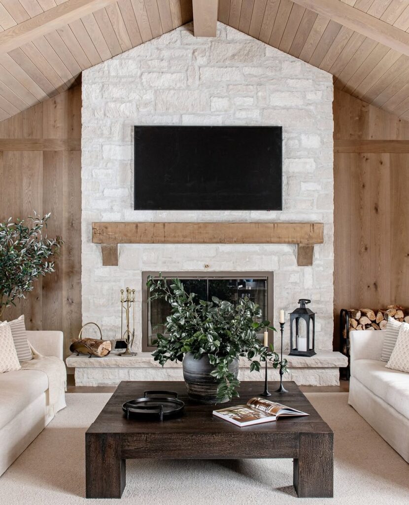 European Farmhouse Stone Living Room