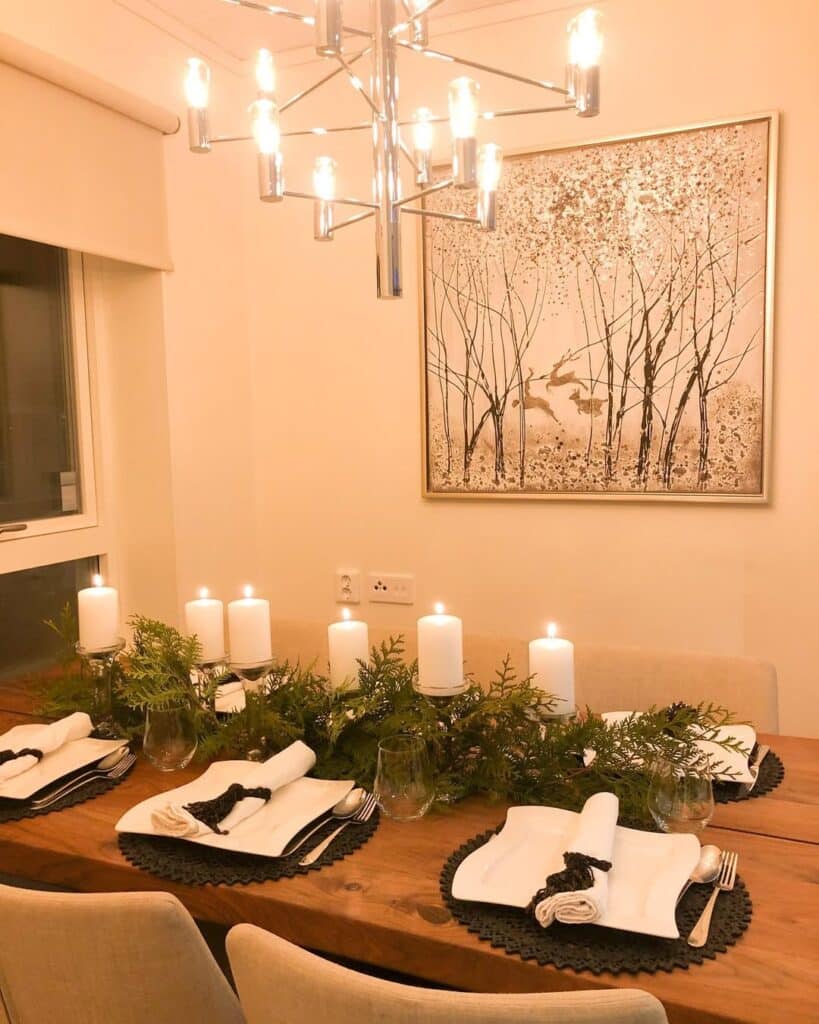 Evergreen tablescape in Scandinavian style