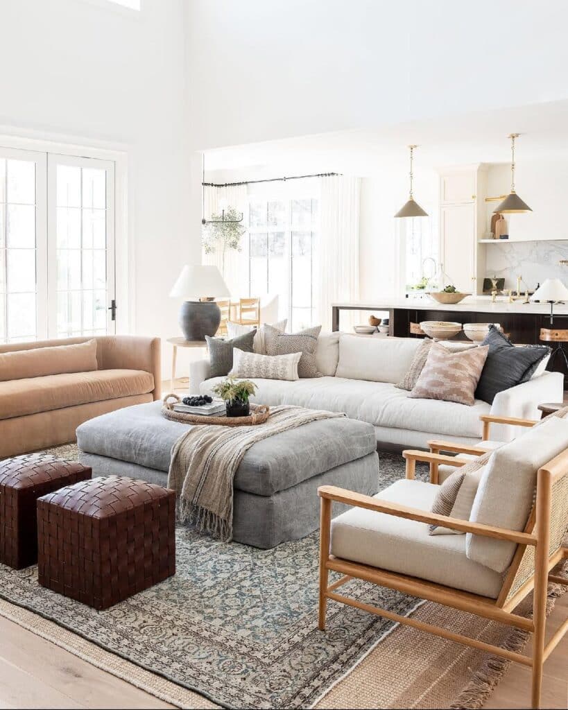 Expansive Neutral Ottoman Seating