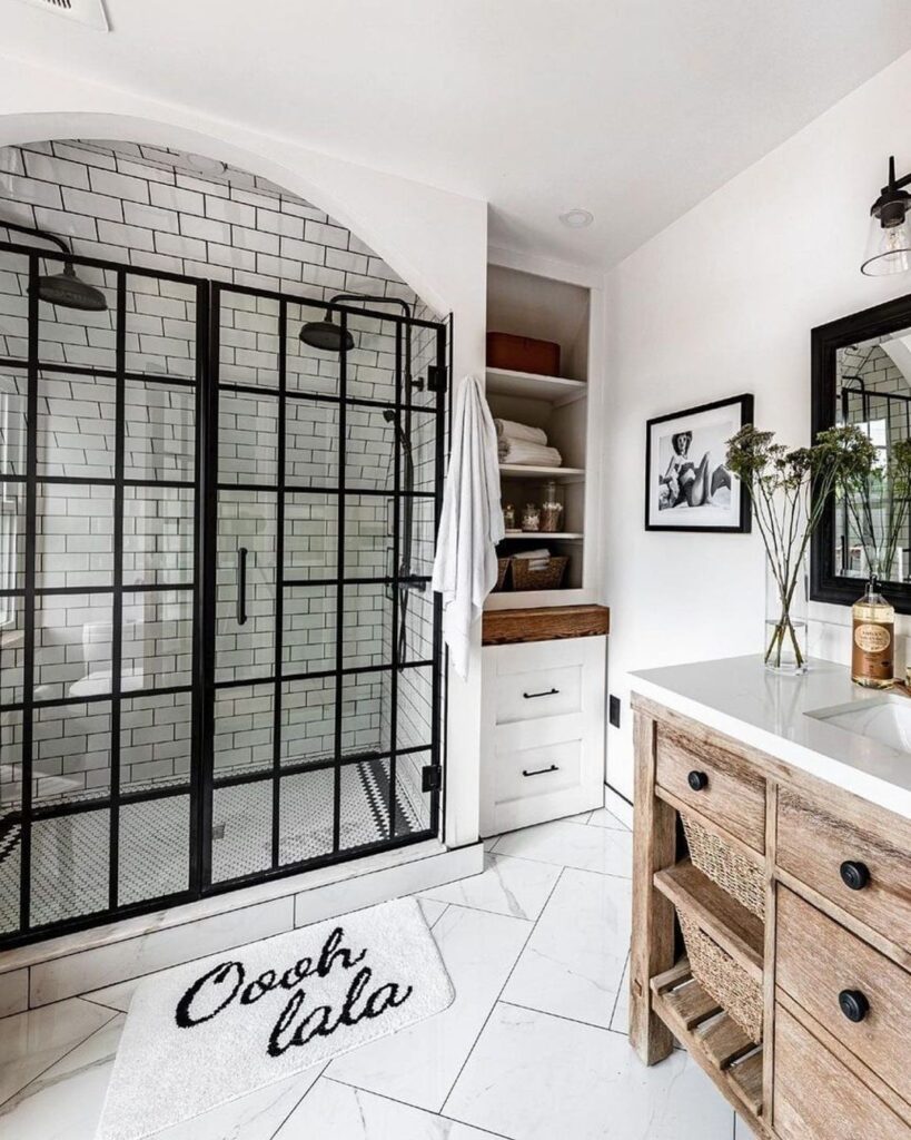 Farmhouse Bathroom with Arched Entry
