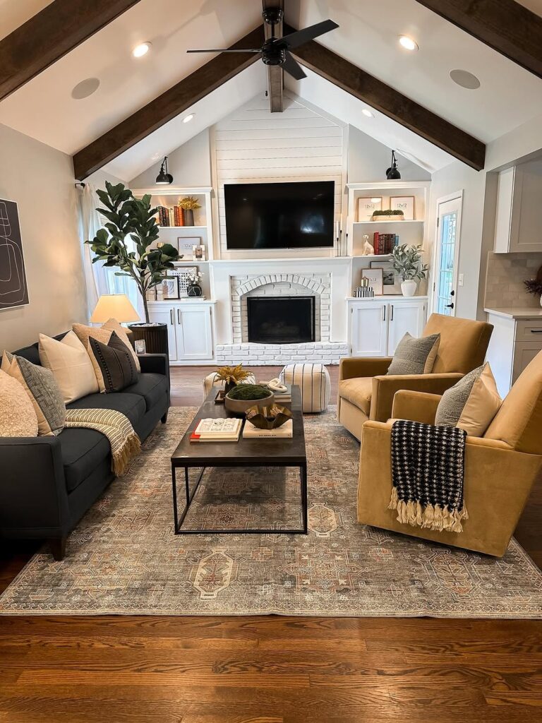 Farmhouse Beam Vault Living Zone
