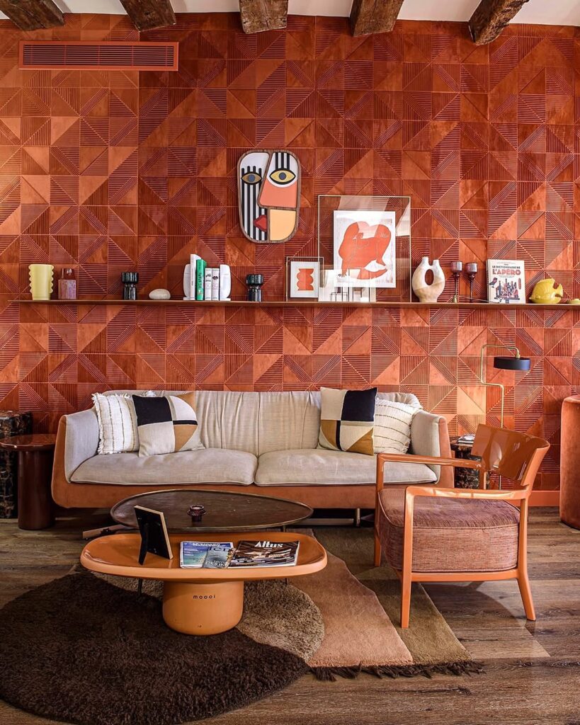 Feature Wall Focal Point in Geometric Terracotta