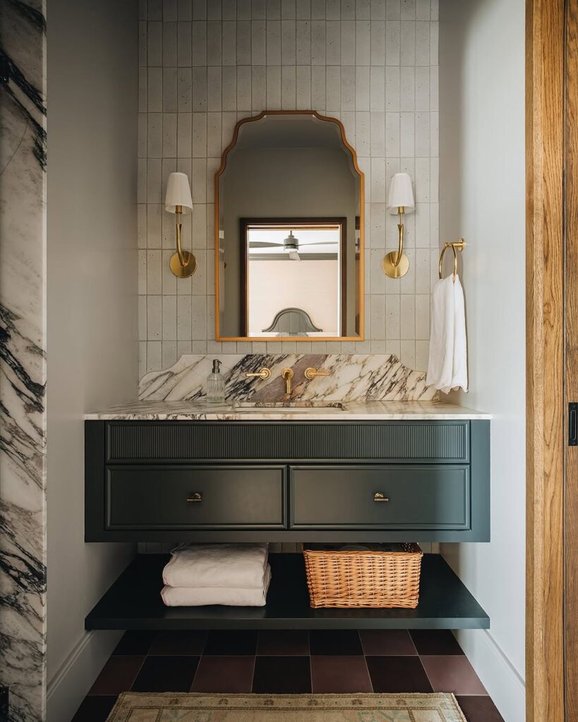 Fluted Deep Green Vanity