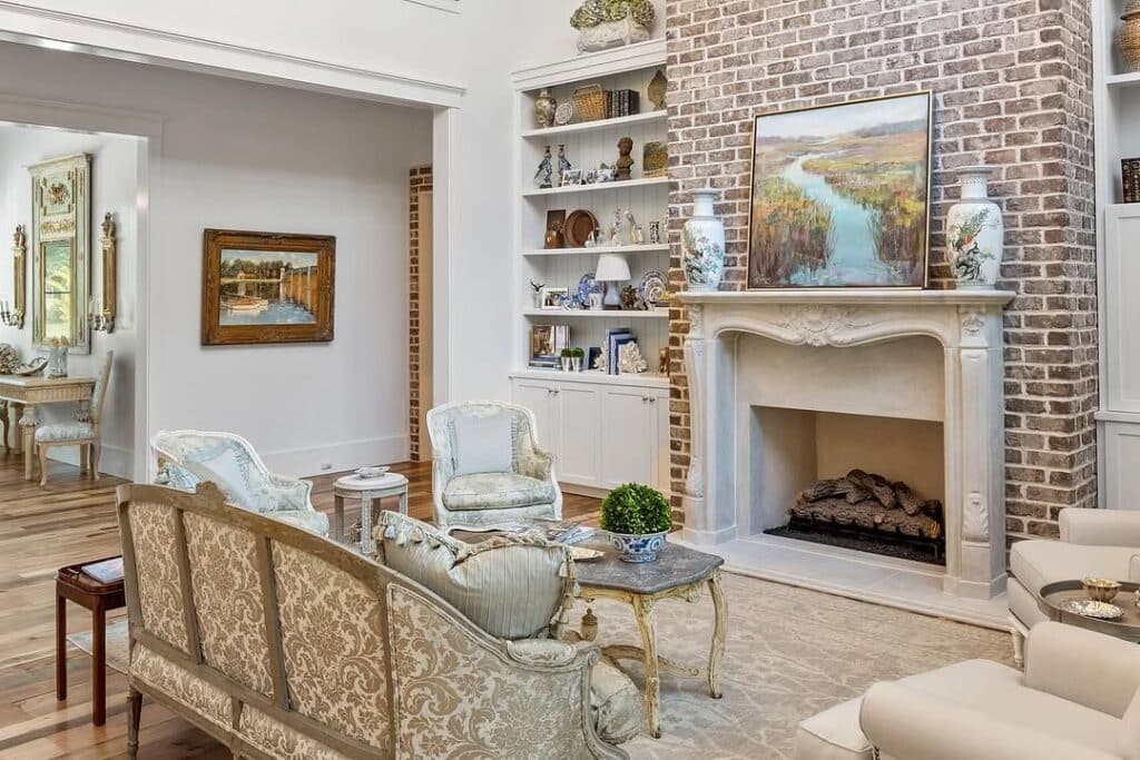 French Provincial Brick Living Room
