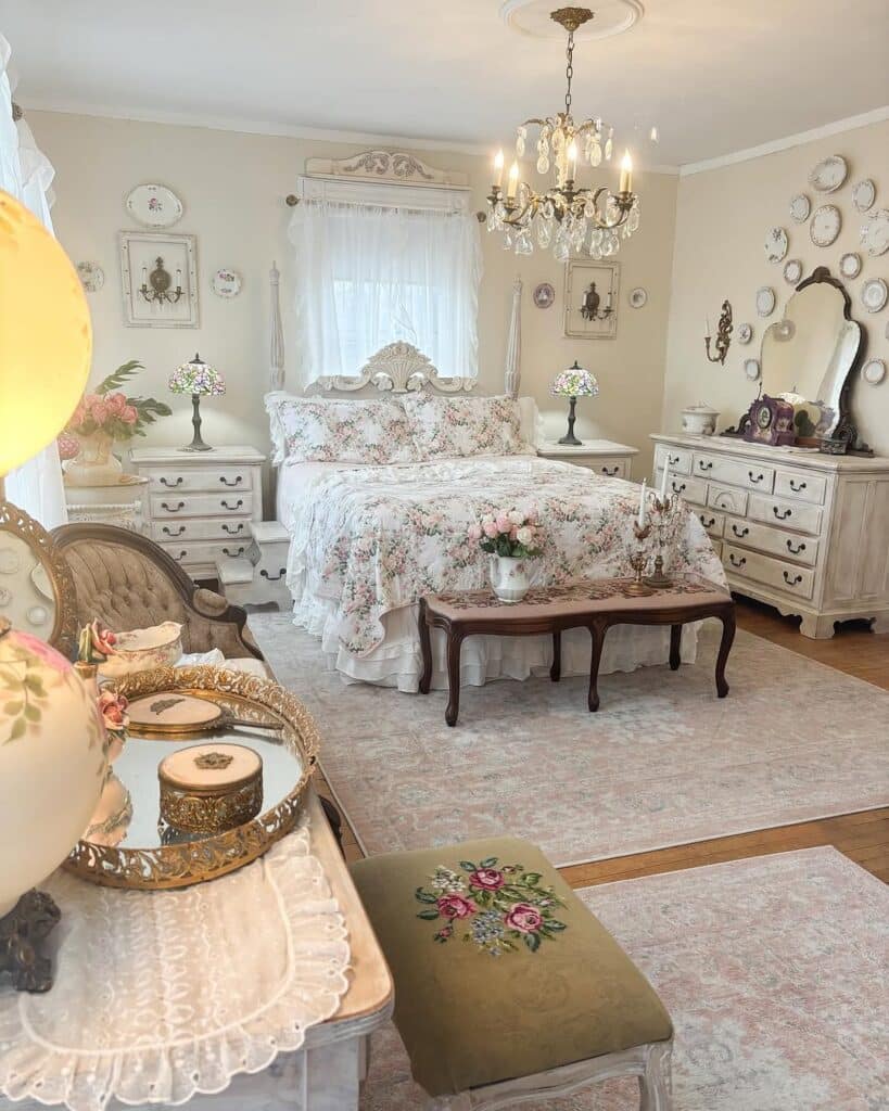 French Rose Spring Heirloom Bedroom