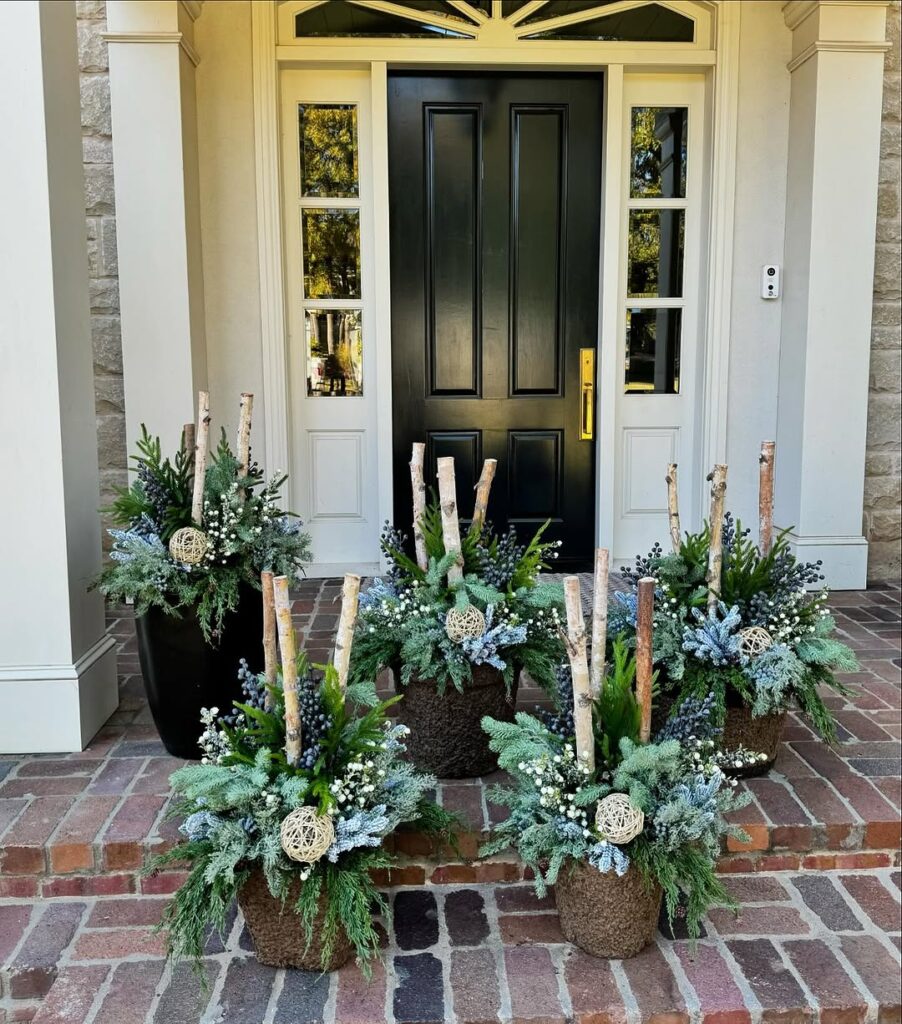 Frosted Birch Winter Planters