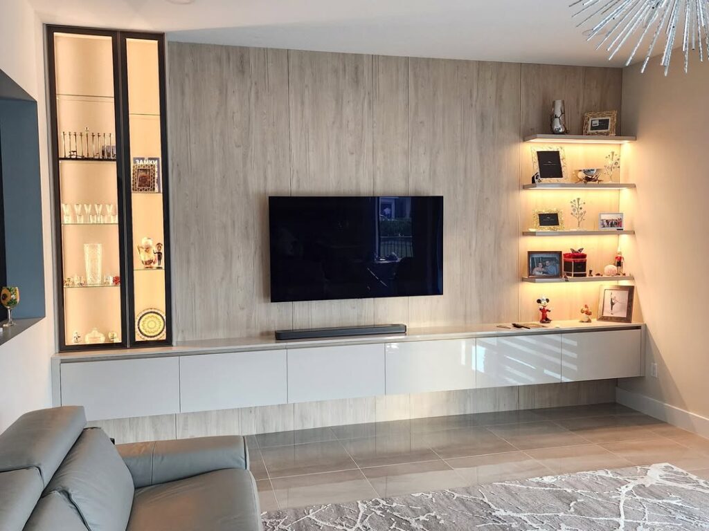 Full-Wall Floating Media Cabinet