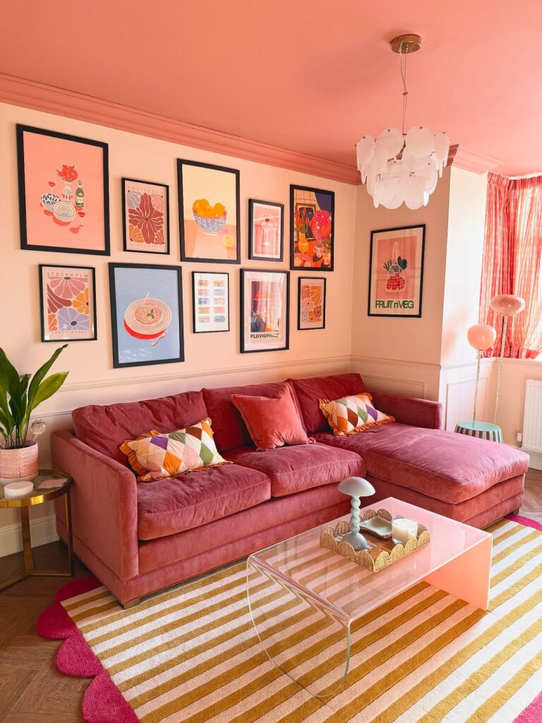 Gallery Setting for a Blush Mid-Century Living Room