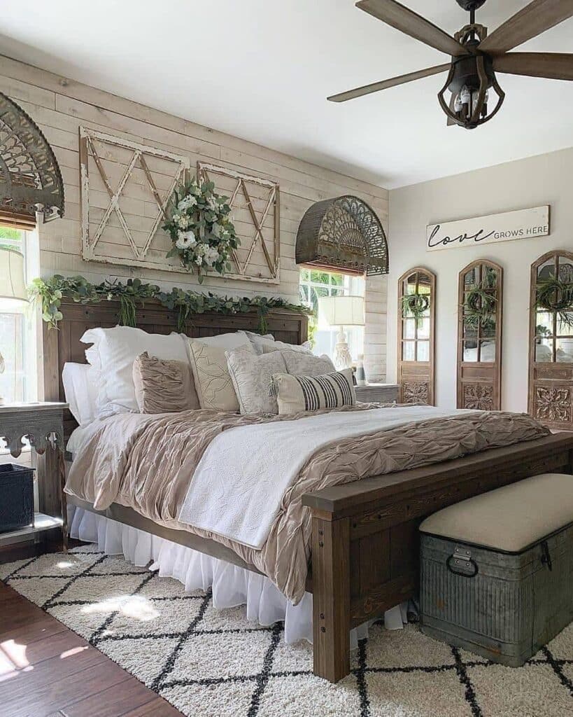 Garden Inspired Rustic Shiplap Bedroom