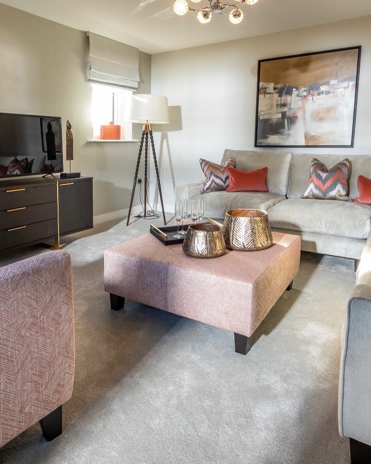 Geometric Blush Charcoal Interior