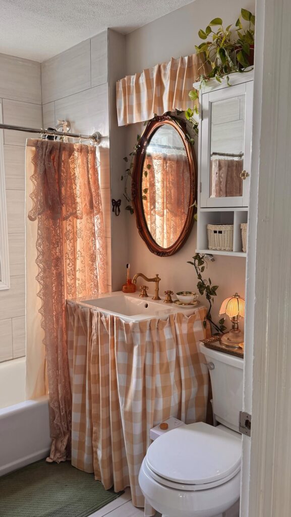 Gingham Cottage Skirted Sink