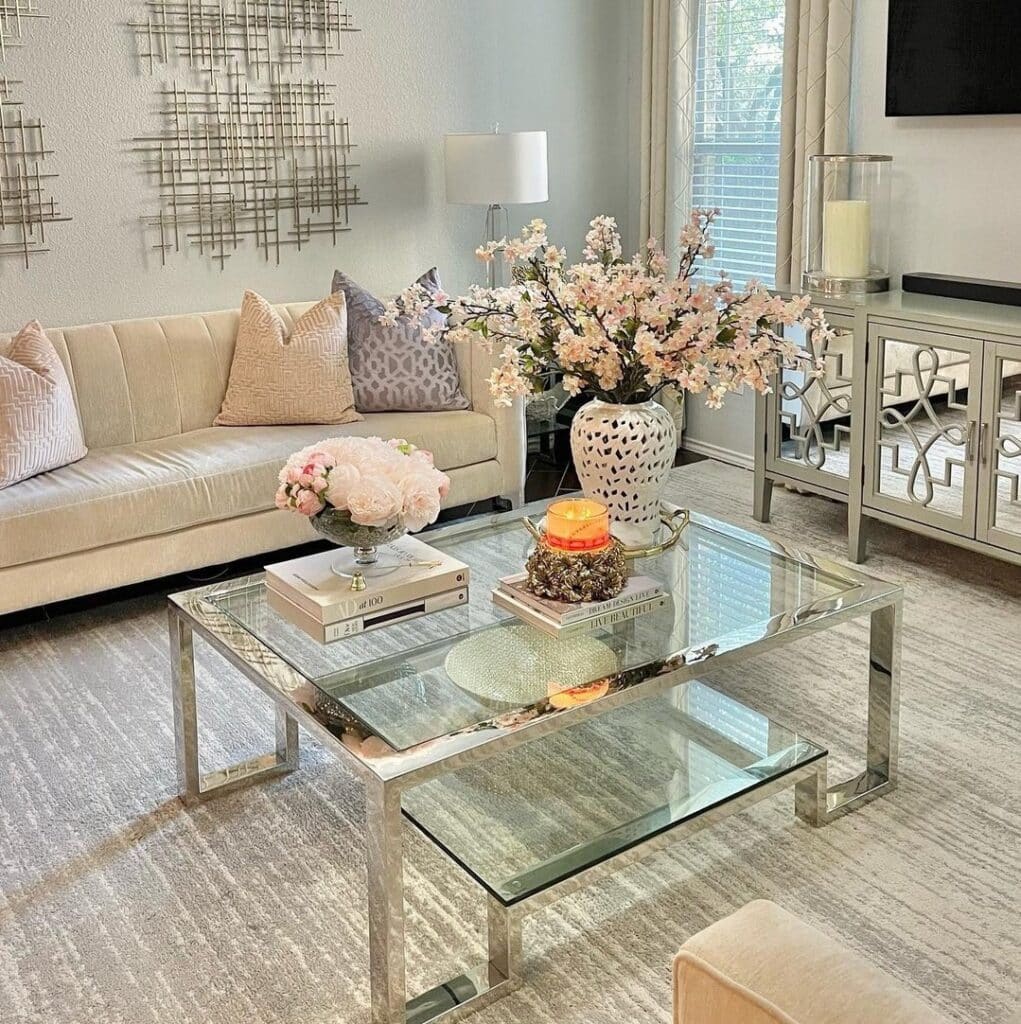 Glam Glass and Chrome Coffee Table