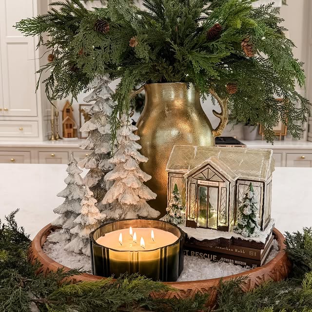 Gold Toned Pitcher and Winter Tray