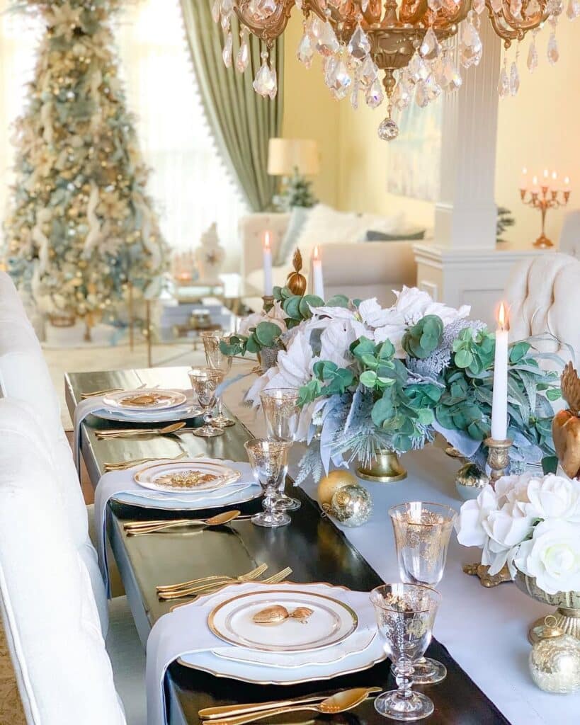 Golden Frosted Tablescape