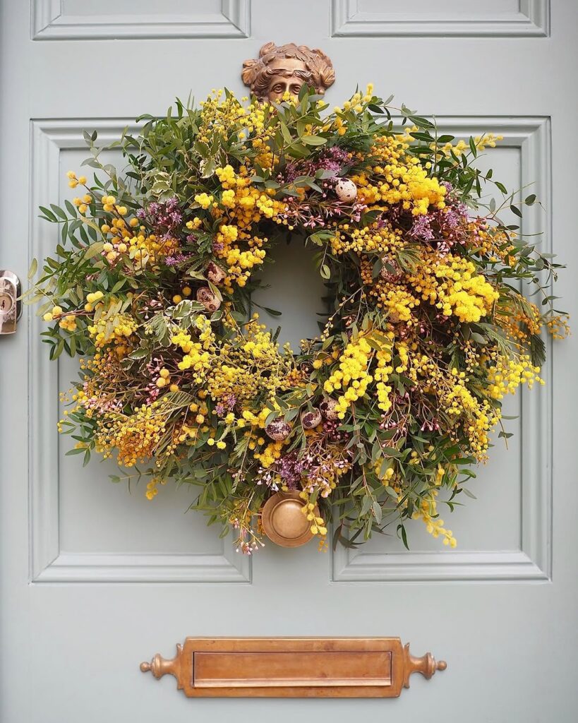 Golden Mimosa Spring Wreath for the Garden