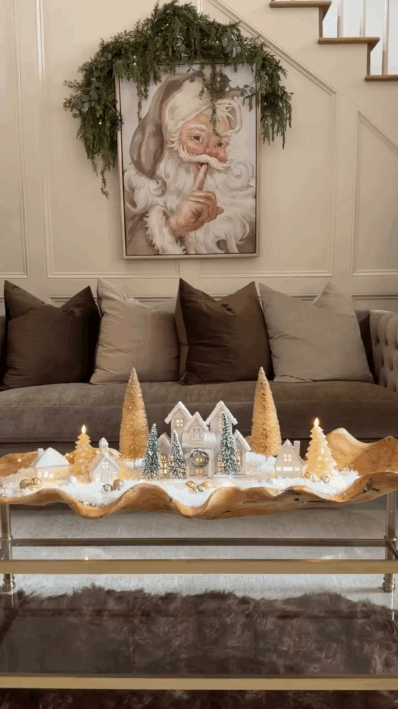 Golden Winter Cottage Table Lantern