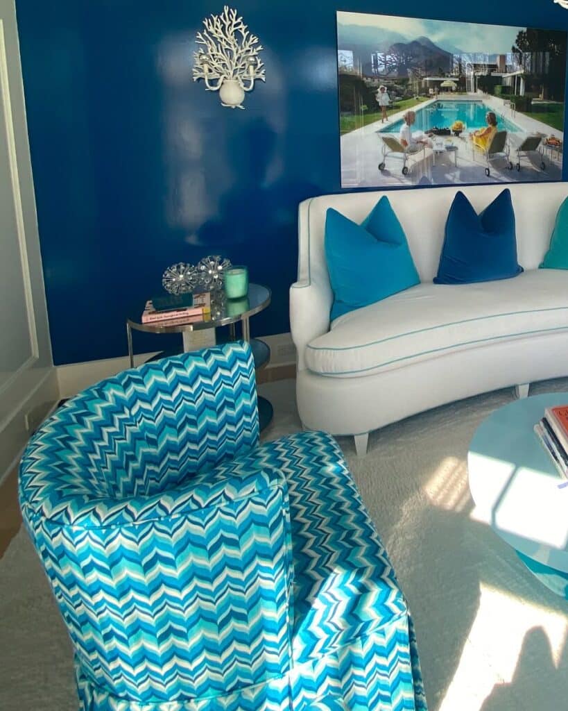 Graphic Seating and Turquoise Wall
